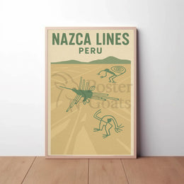 Nazca Lines Geoglyphs Retro Travel Art Poster PosterGoat