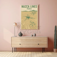 Nazca Lines Geoglyphs Retro Travel Art Poster PosterGoat