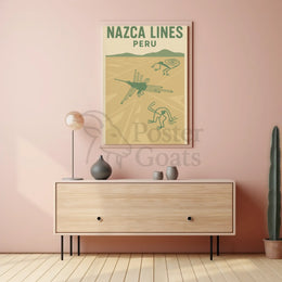 Nazca Lines Geoglyphs Retro Travel Art Poster PosterGoat