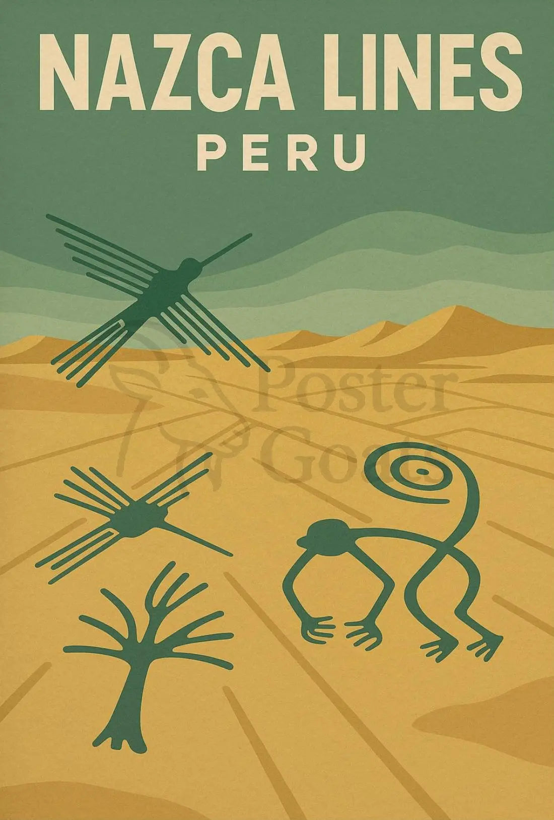 Nazca Lines Peru Vintage Travel Art Poster PosterGoat