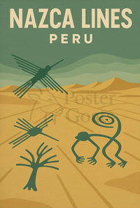 Nazca Lines Peru Vintage Travel Art Poster PosterGoat
