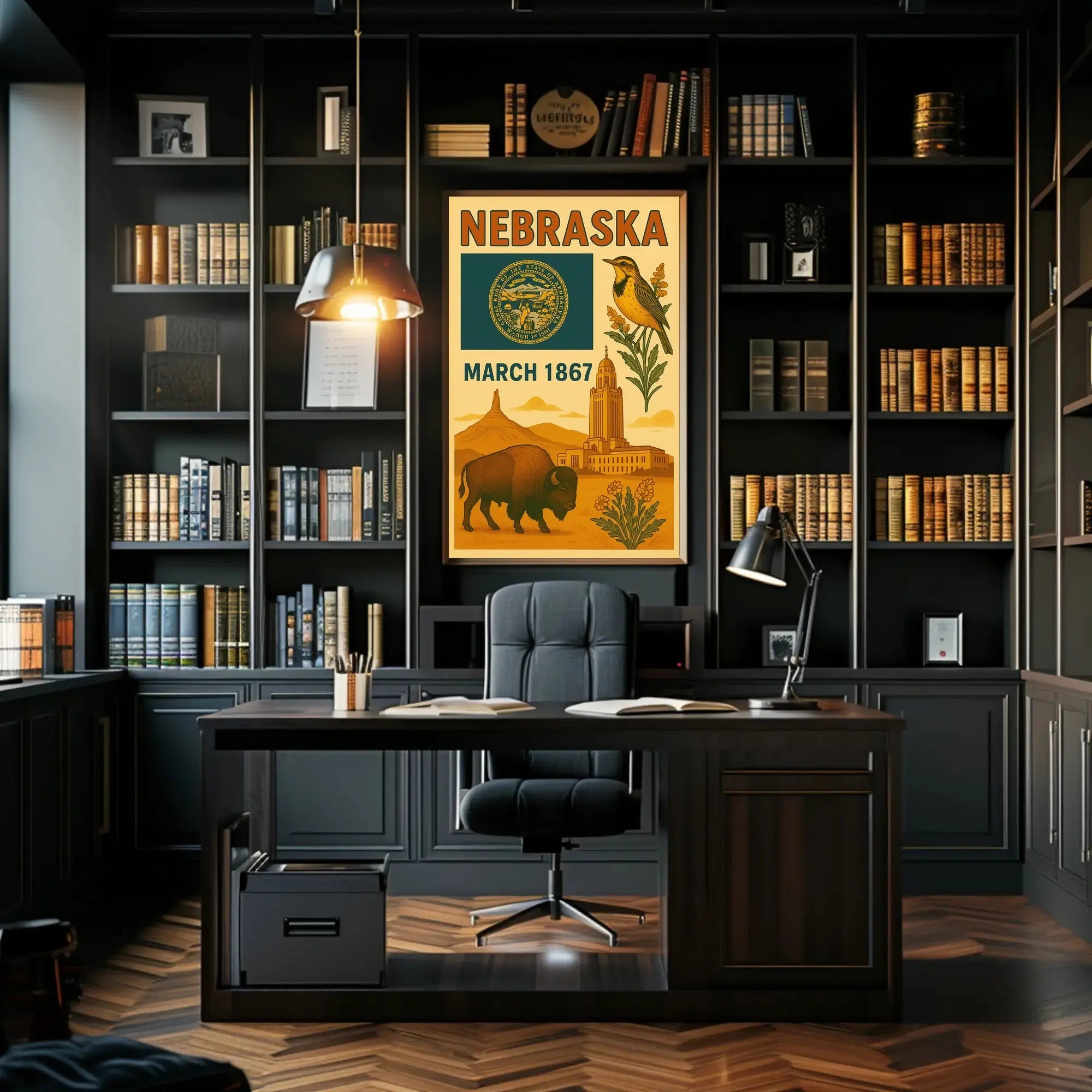 Nebraska Heritage Vintage Art Print Cultural or Heritage Poster PosterGoat