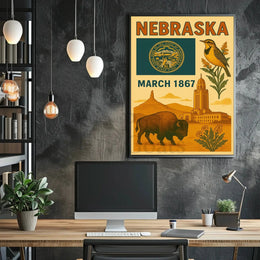 Nebraska Heritage Vintage Art Print Cultural or Heritage Poster PosterGoat