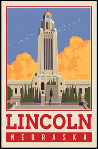 Nebraska State Capitol Vintage Poster PosterGoat