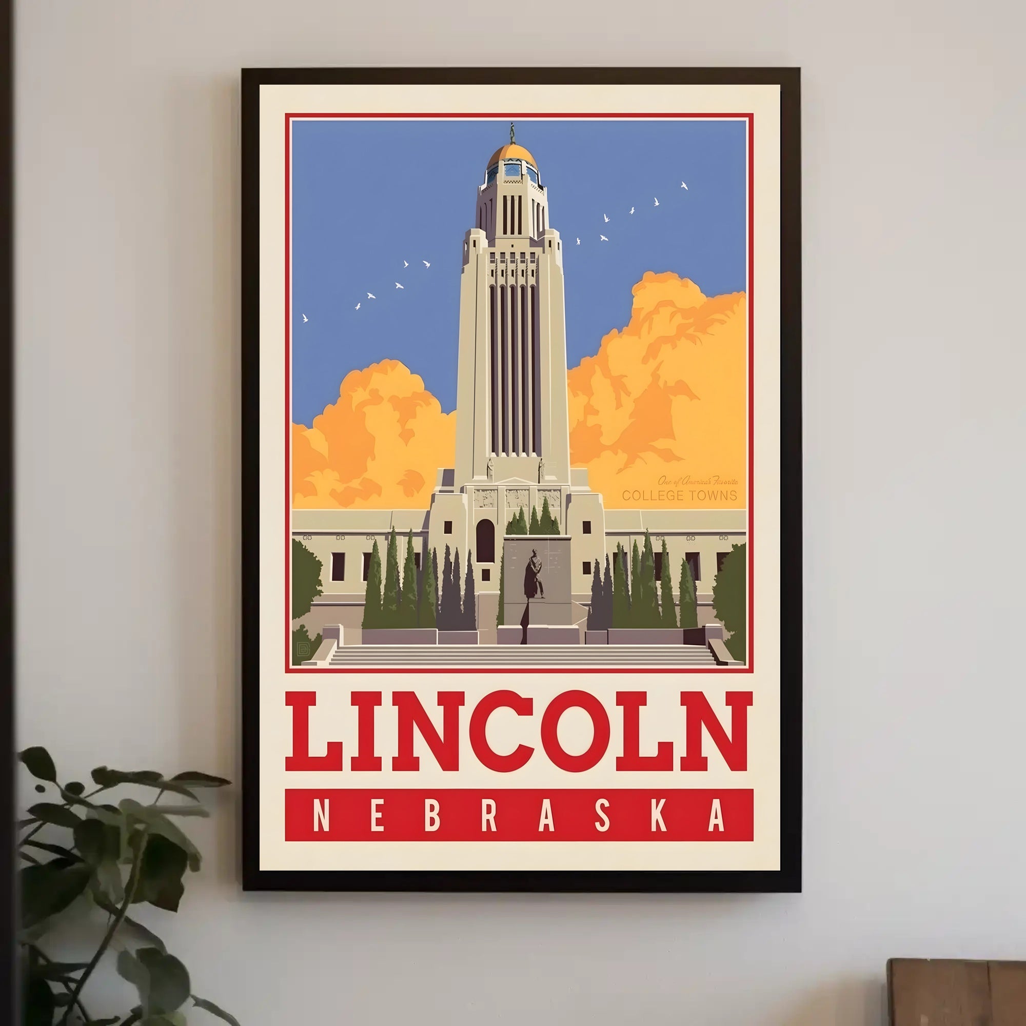 Nebraska State Capitol Vintage Poster PosterGoat