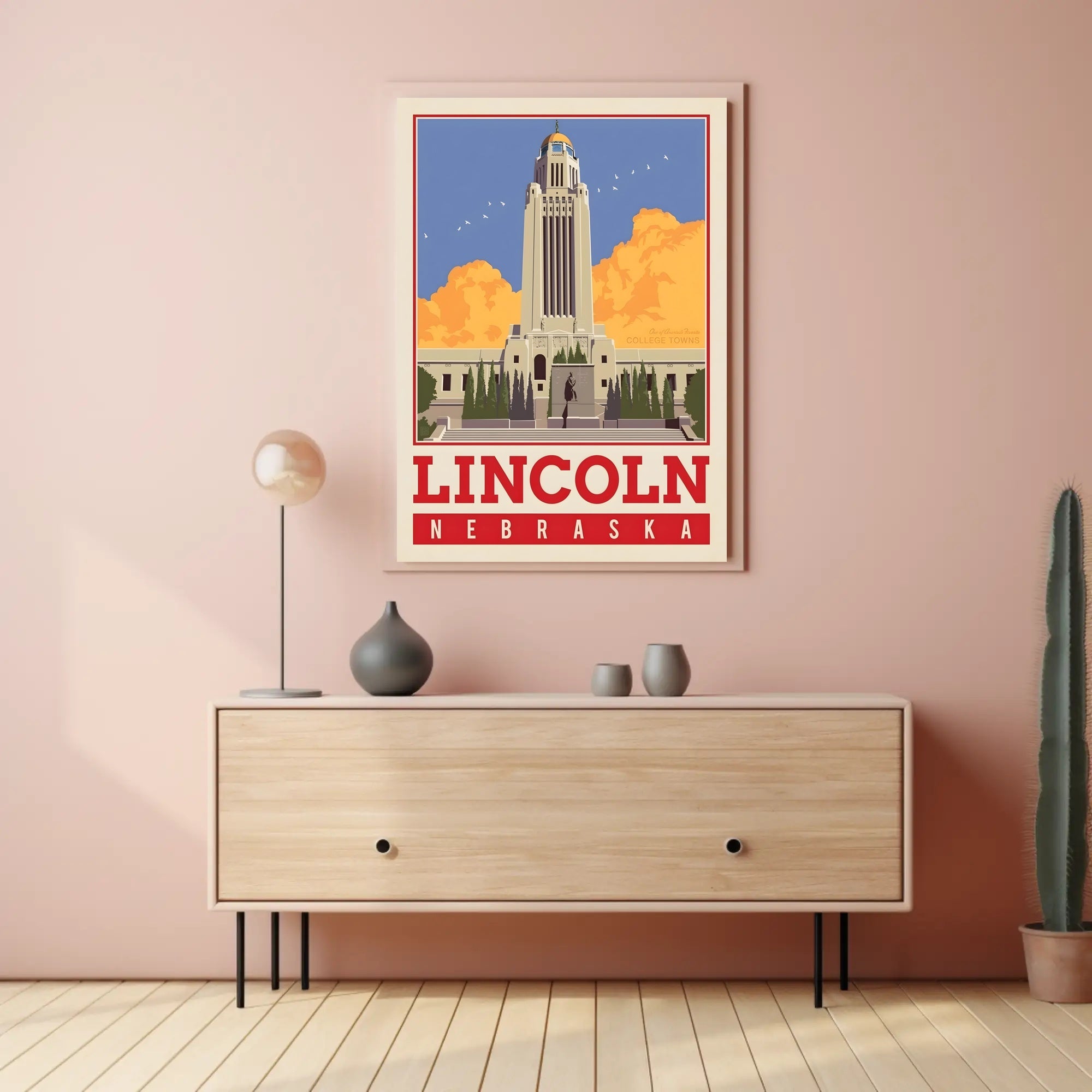 Nebraska State Capitol Vintage Poster PosterGoat