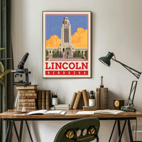 Nebraska State Capitol Vintage Poster PosterGoat