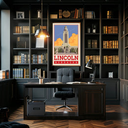 Nebraska State Capitol Vintage Poster PosterGoat