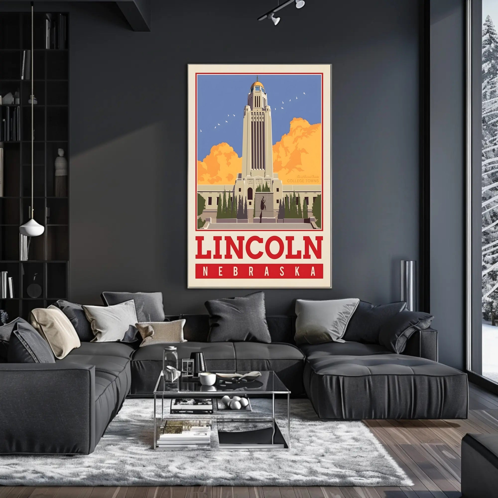 Nebraska State Capitol Vintage Poster PosterGoat