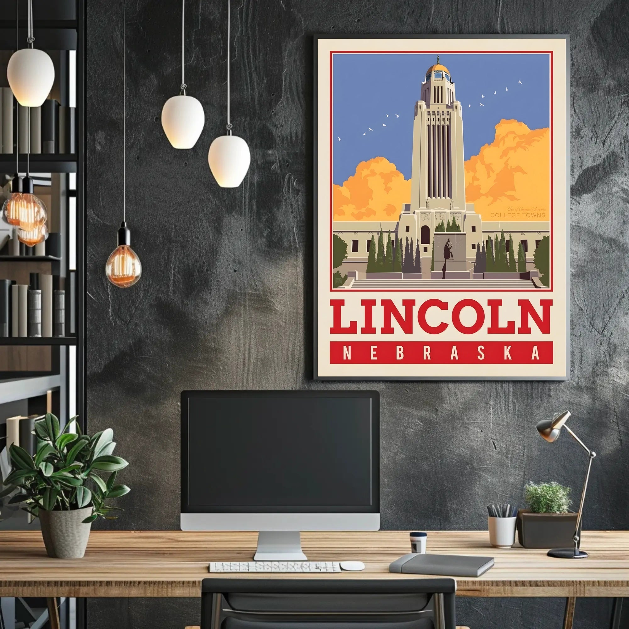 Nebraska State Capitol Vintage Poster PosterGoat