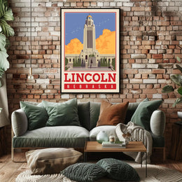 Nebraska State Capitol Vintage Poster PosterGoat