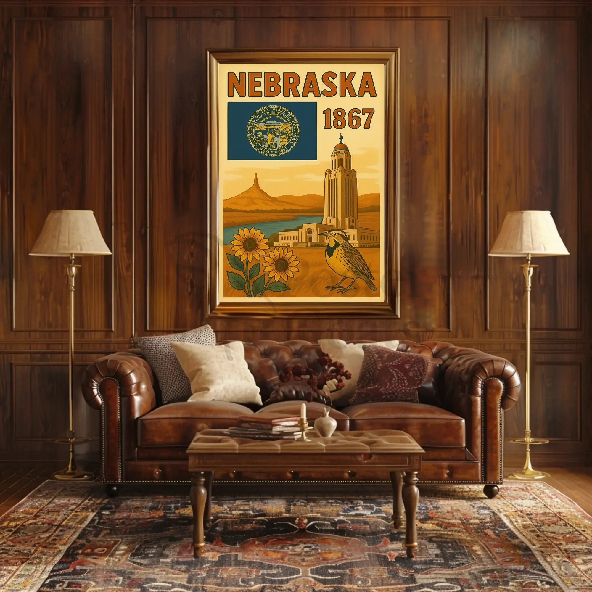 Nebraska Statehood Celebration Vintage Cultural or Heritage Poster PosterGoat