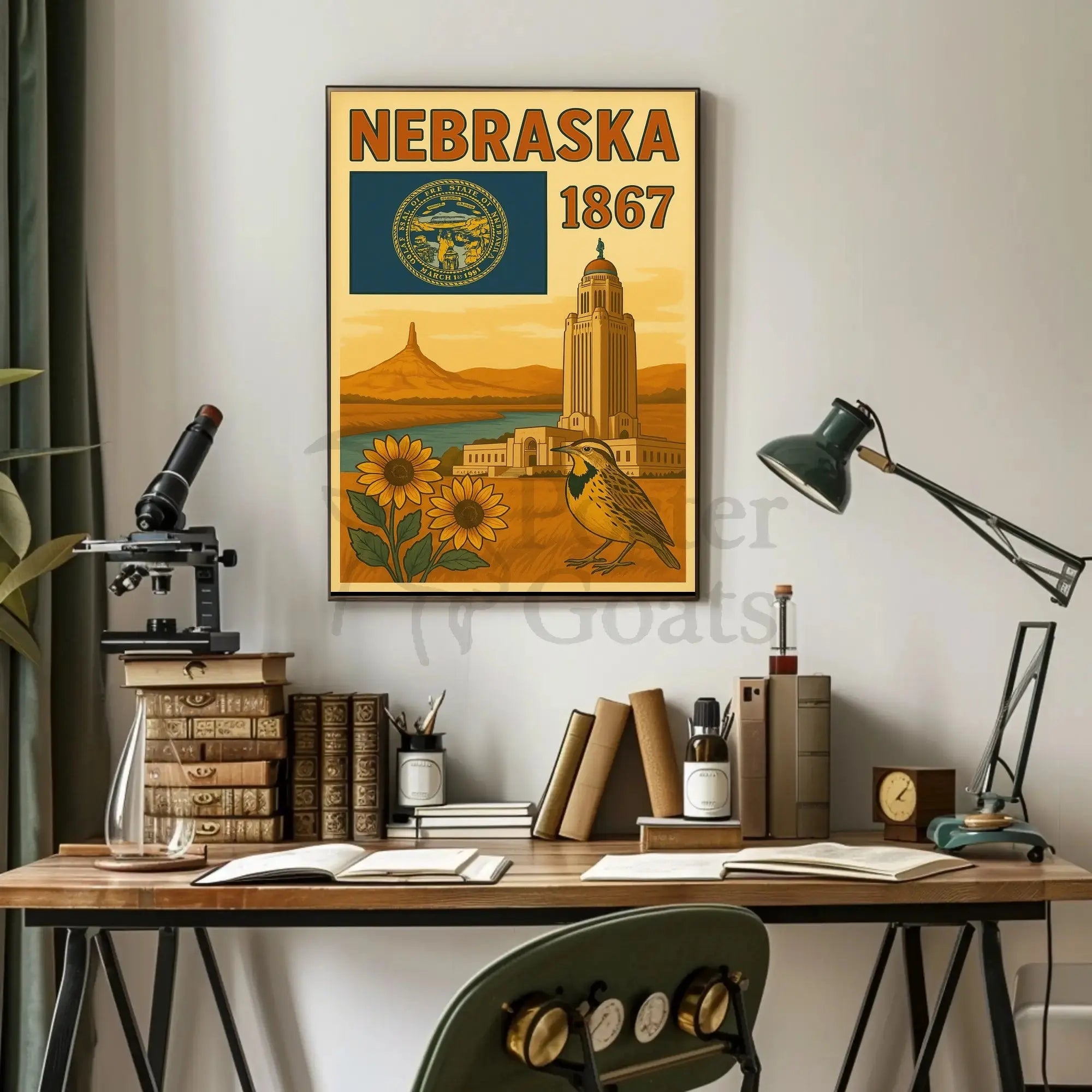 Nebraska Statehood Celebration Vintage Cultural or Heritage Poster PosterGoat