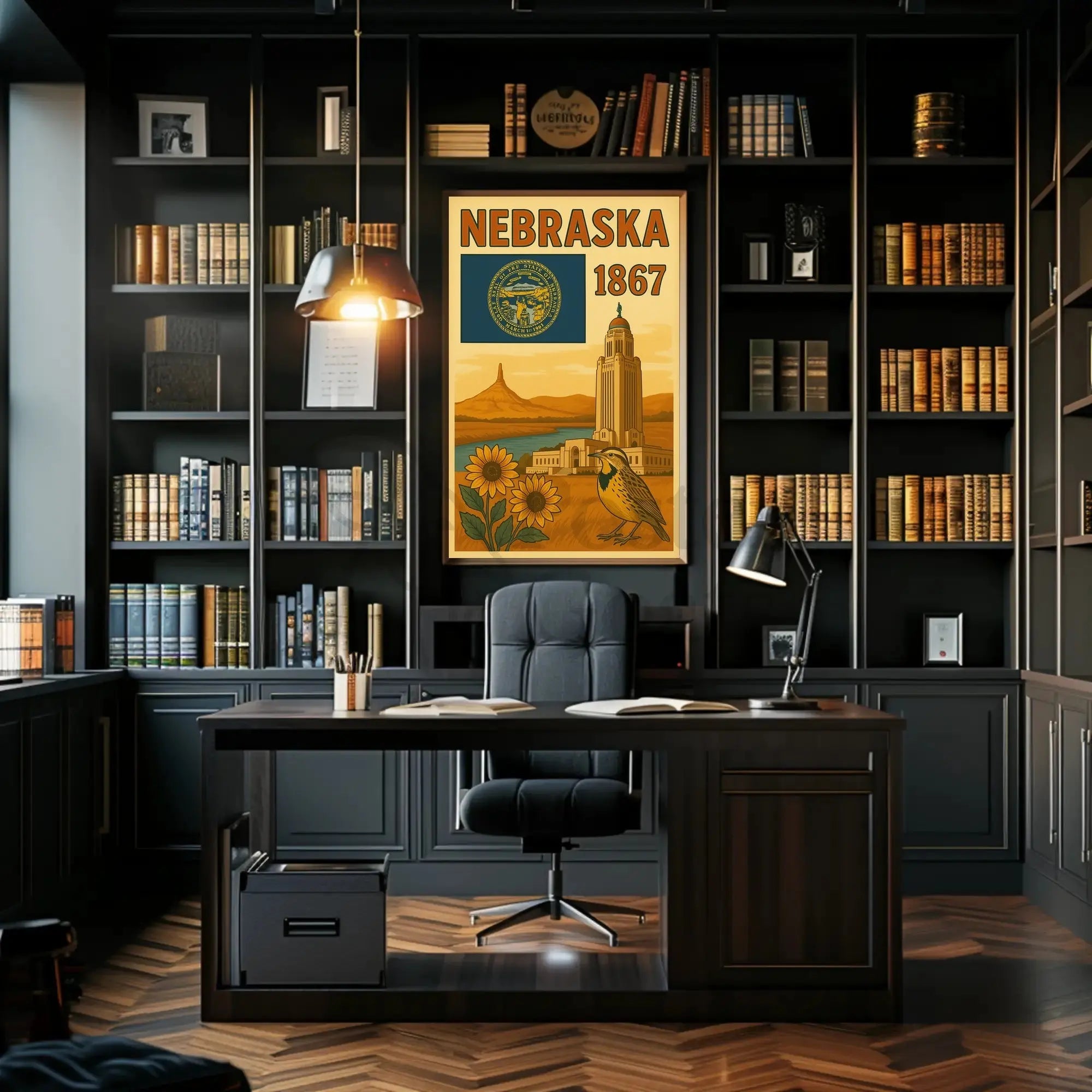 Nebraska Statehood Celebration Vintage Cultural or Heritage Poster PosterGoat