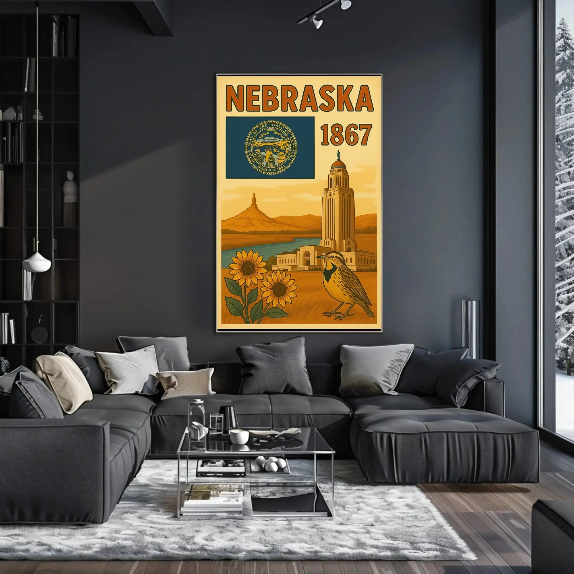 Nebraska Statehood Celebration Vintage Cultural or Heritage Poster PosterGoat
