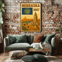 Nebraska Statehood Celebration Vintage Cultural or Heritage Poster PosterGoat