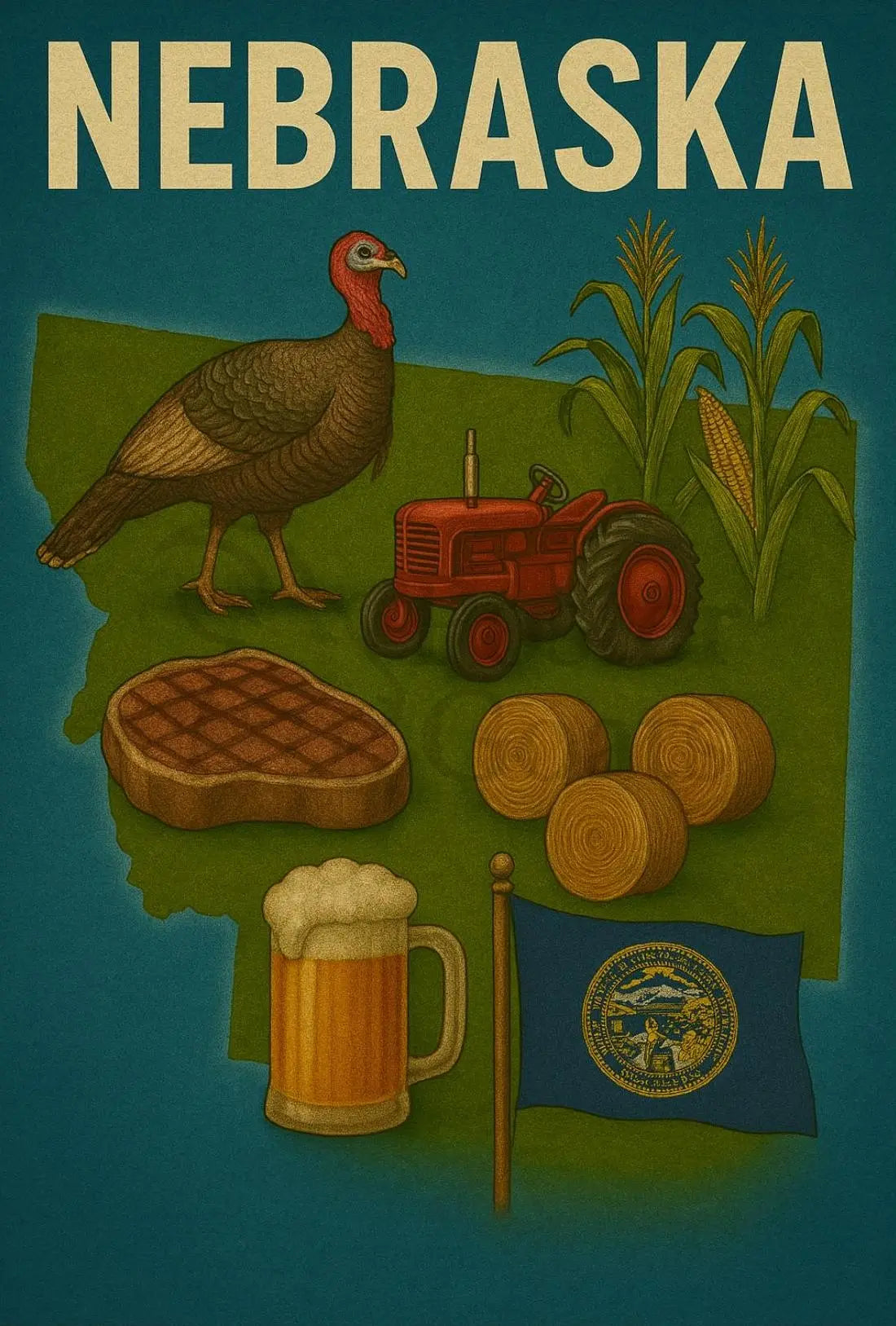 Nebraska's Agricultural Heritage Vintage Travel Poster PosterGoat