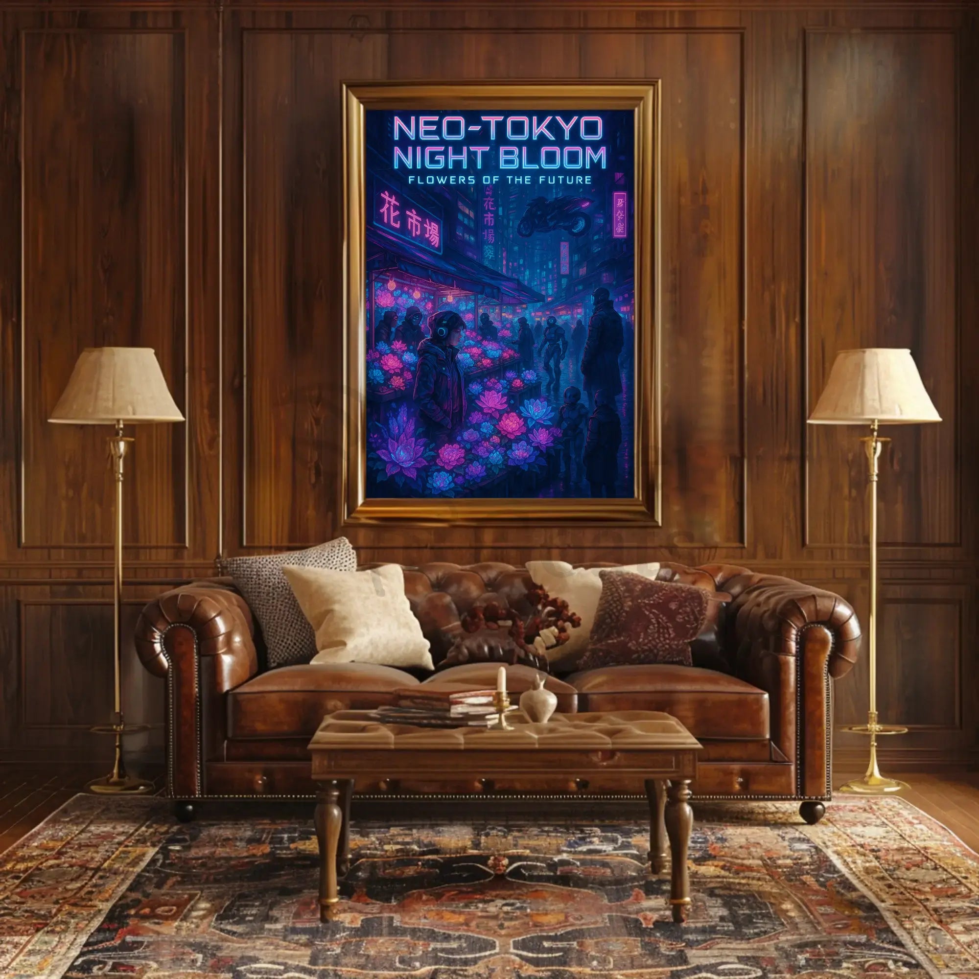 Neo-Tokyo Night Market Futuristic Sci-Fi Poster PosterGoat