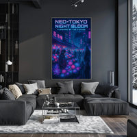 Neo-Tokyo Night Market Futuristic Sci-Fi Poster PosterGoat