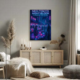 Neo-Tokyo Night Market Futuristic Sci-Fi Poster PosterGoat