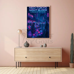 Neo-Tokyo Night Market Futuristic Sci-Fi Poster PosterGoat