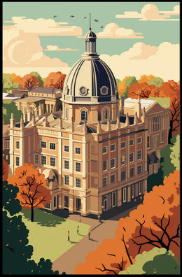 Neoclassical Architecture Autumn Scene Cultural or Heritage Poster PosterGoat