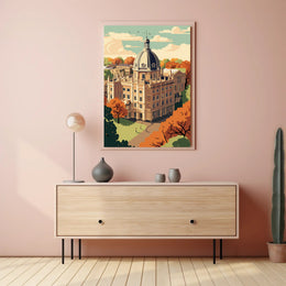 Neoclassical Architecture Autumn Scene Cultural or Heritage Poster PosterGoat