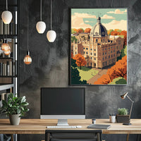 Neoclassical Architecture Autumn Scene Cultural or Heritage Poster PosterGoat