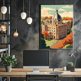Neoclassical Architecture Autumn Scene Cultural or Heritage Poster PosterGoat