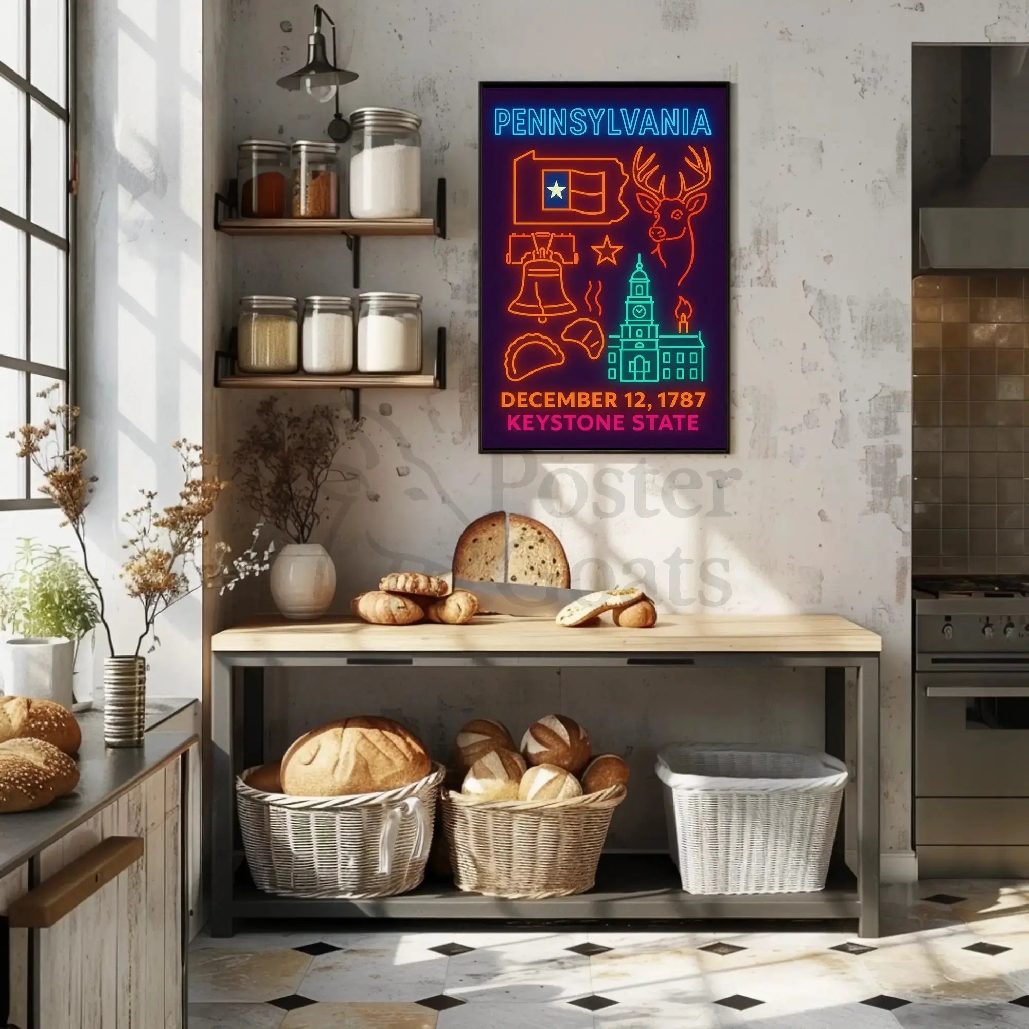 Neon Pennsylvania Heritage Celebration Poster PosterGoat