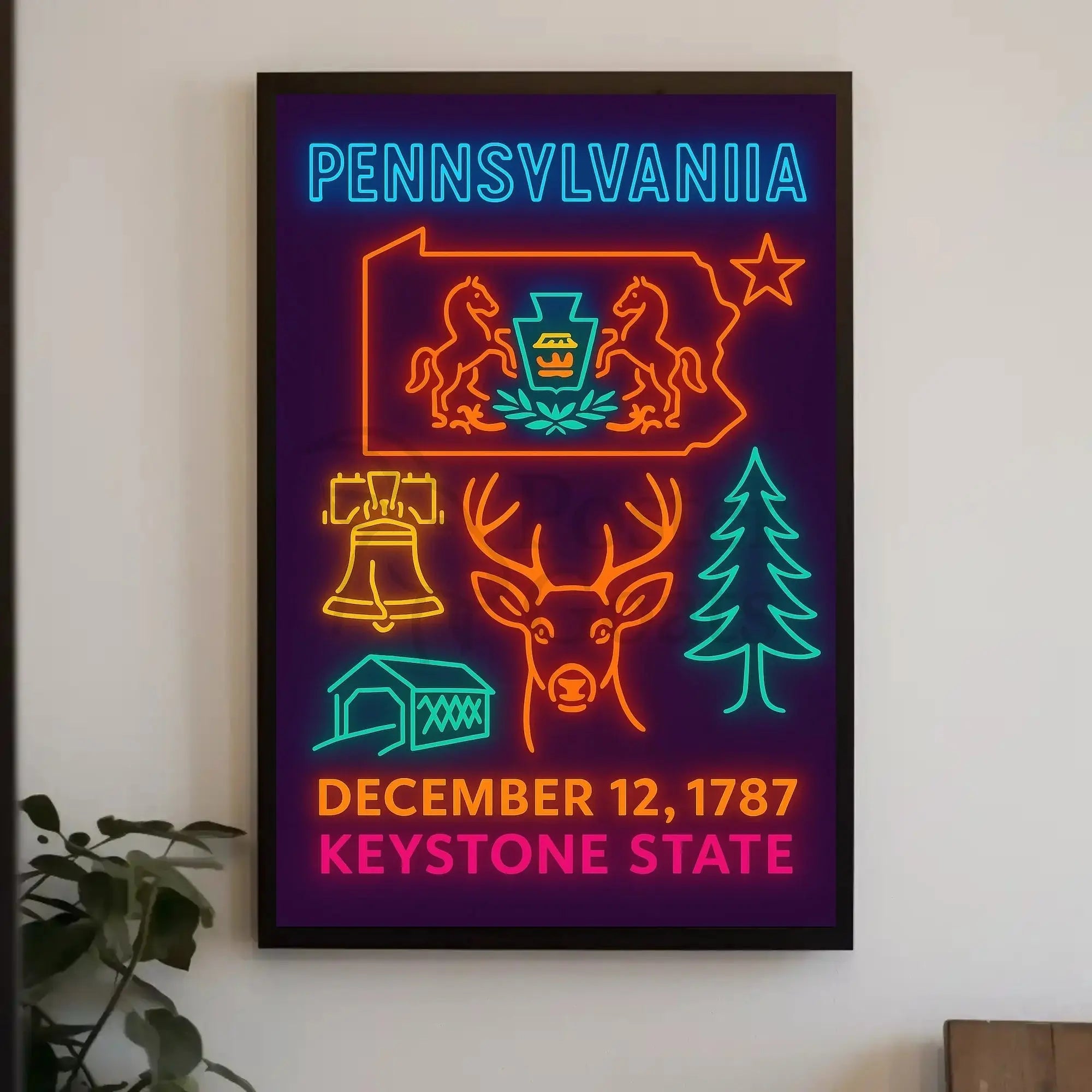 Neon Pennsylvania Heritage Design: Cultural or Heritage Poster PosterGoat