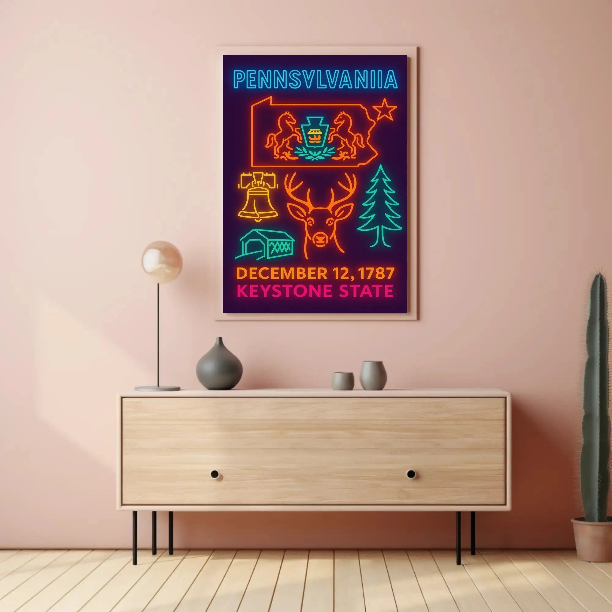 Neon Pennsylvania Heritage Design: Cultural or Heritage Poster PosterGoat