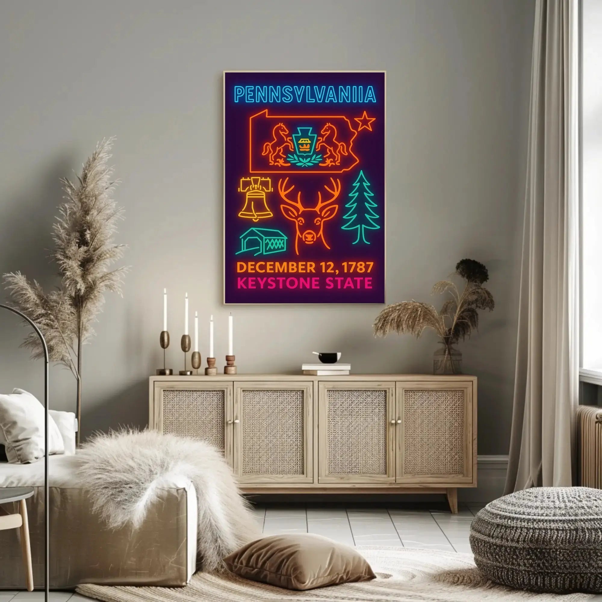 Neon Pennsylvania Heritage Design: Cultural or Heritage Poster PosterGoat