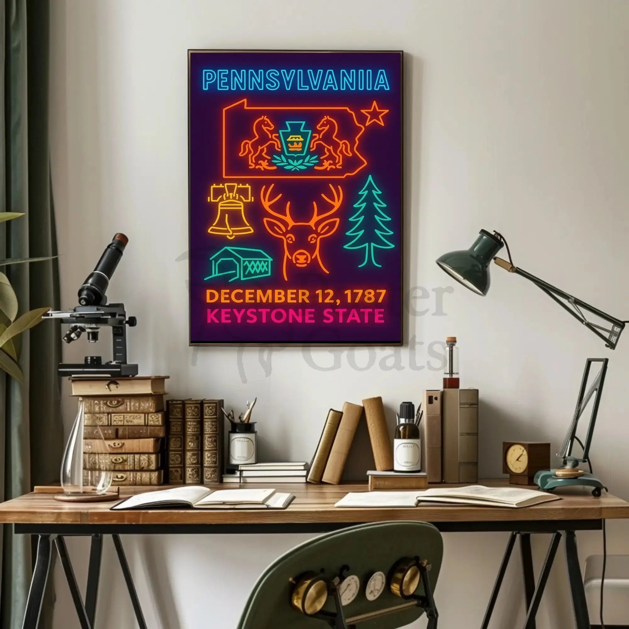 Neon Pennsylvania Heritage Design: Cultural or Heritage Poster PosterGoat
