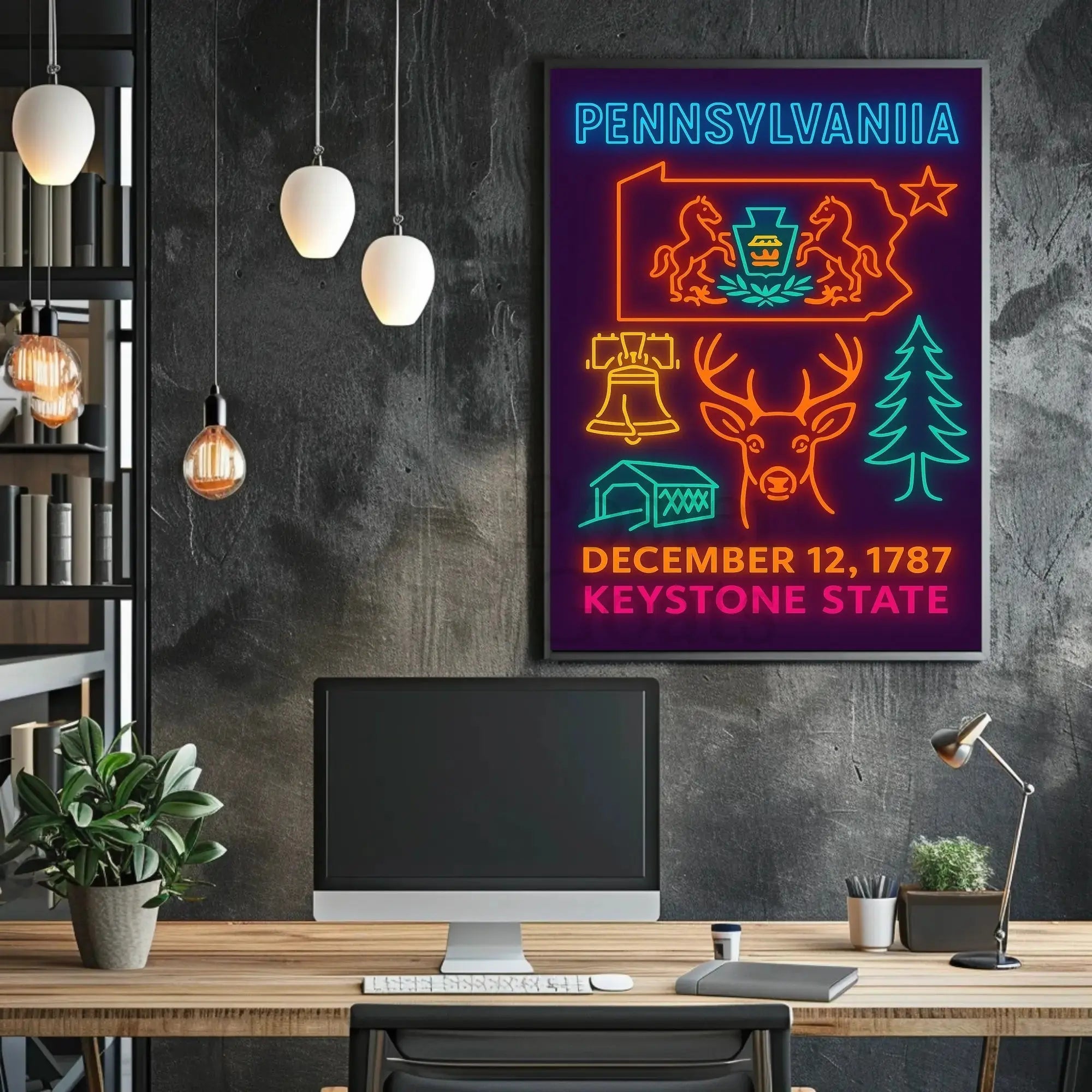 Neon Pennsylvania Heritage Design: Cultural or Heritage Poster PosterGoat