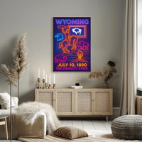 Neon Retro Wyoming Americana Poster - Cultural or Heritage Poster PosterGoat