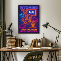 Neon Retro Wyoming Americana Poster - Cultural or Heritage Poster PosterGoat