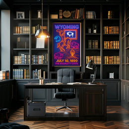Neon Retro Wyoming Americana Poster - Cultural or Heritage Poster PosterGoat