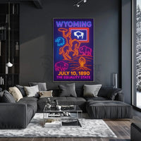 Neon Retro Wyoming Americana Poster - Cultural or Heritage Poster PosterGoat