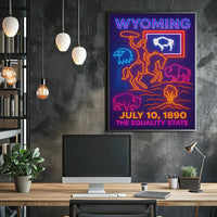Neon Retro Wyoming Americana Poster - Cultural or Heritage Poster PosterGoat