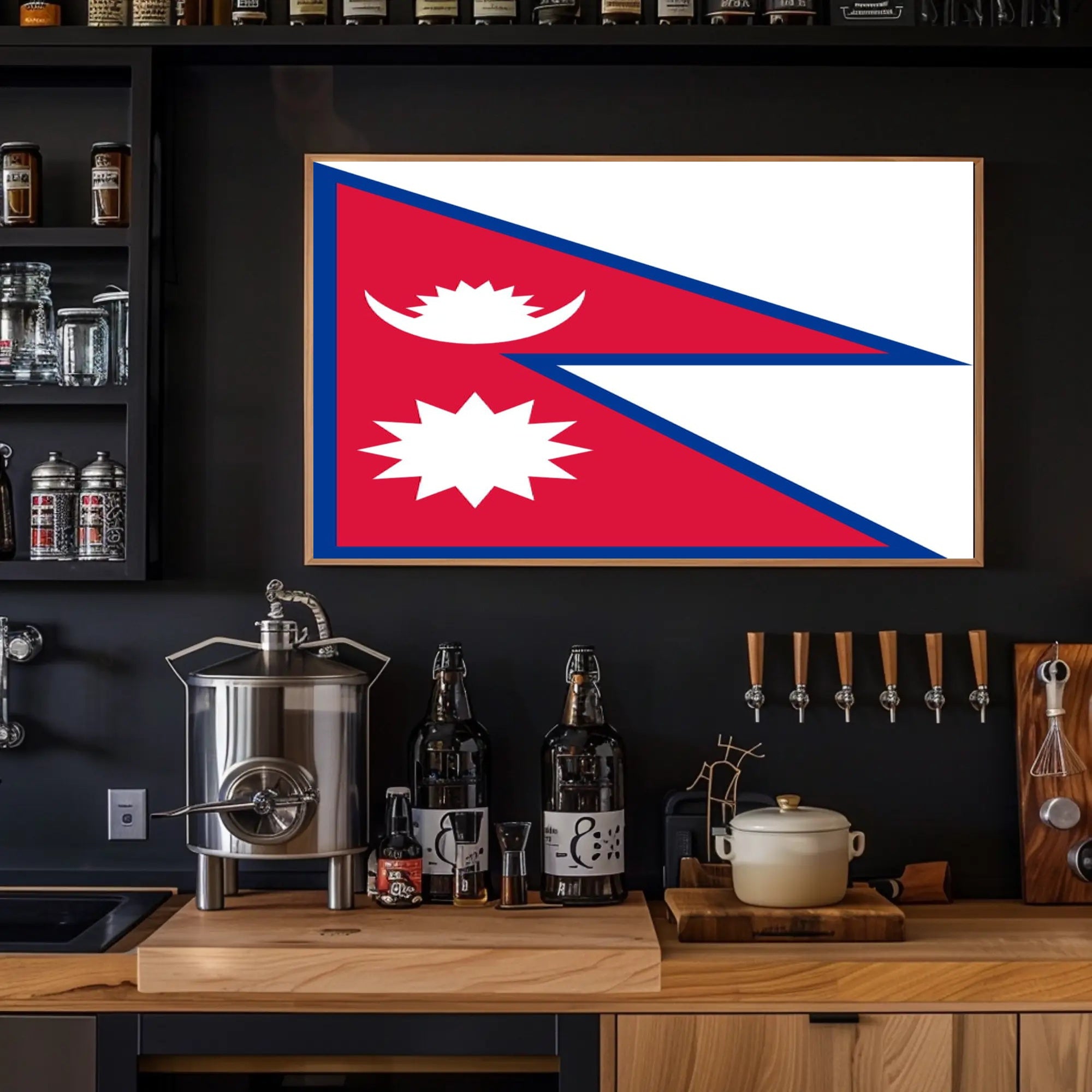 Nepalese Flag Distinctive Design Country Flag Poster PosterGoat