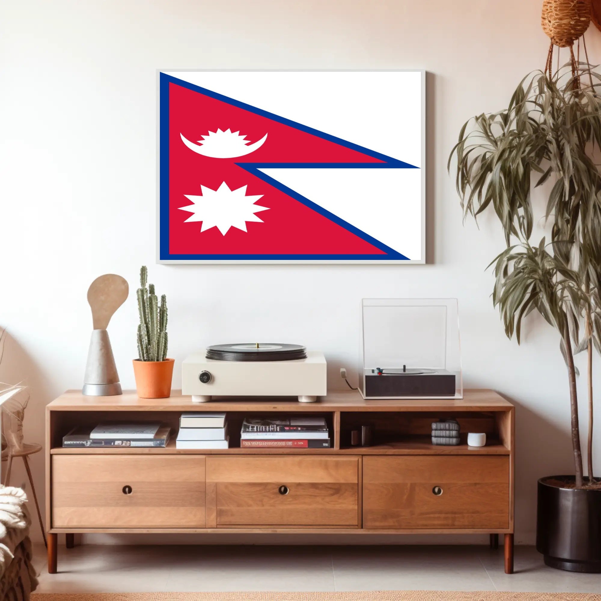 Nepalese Flag Distinctive Design Country Flag Poster PosterGoat