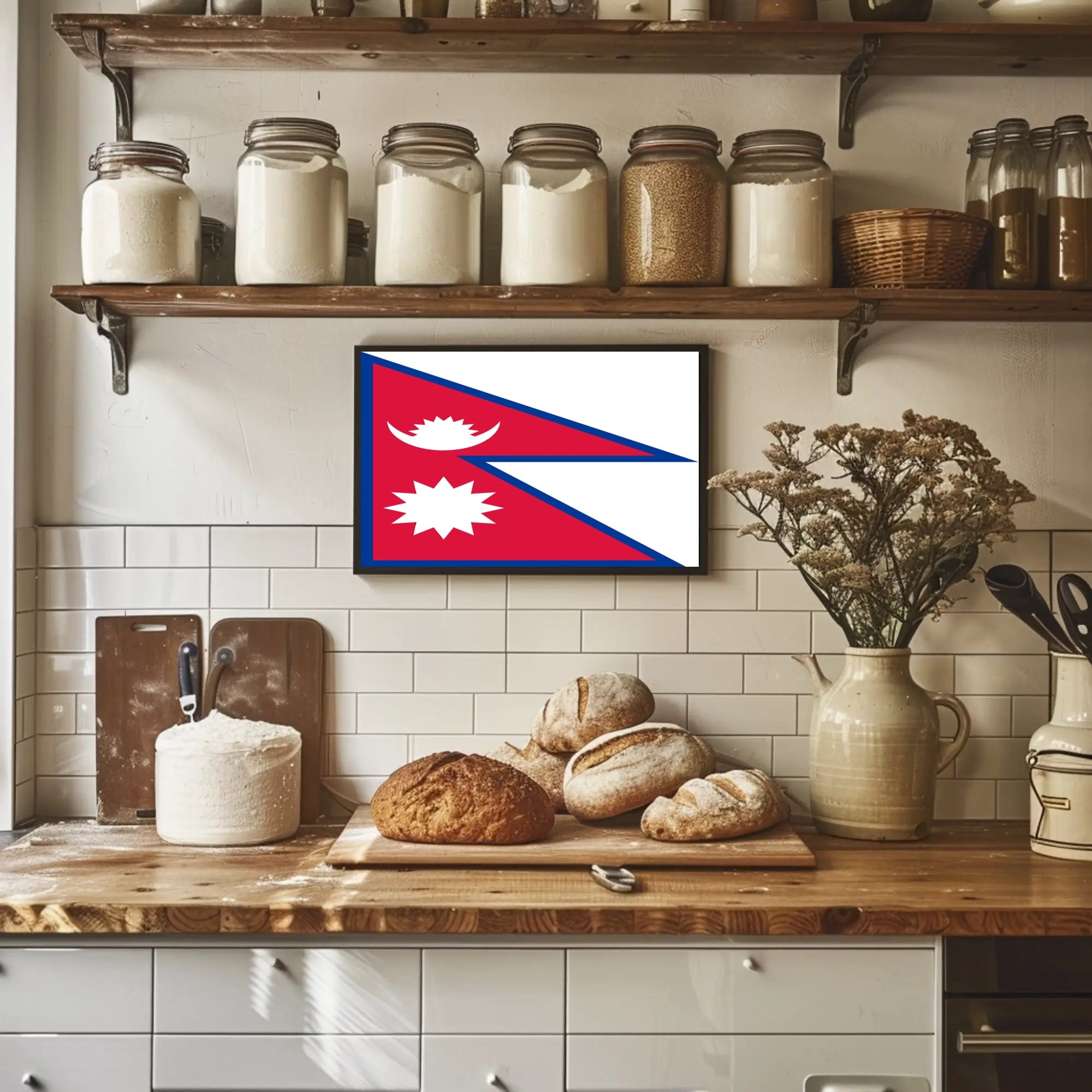 Nepalese Flag Distinctive Design Country Flag Poster PosterGoat