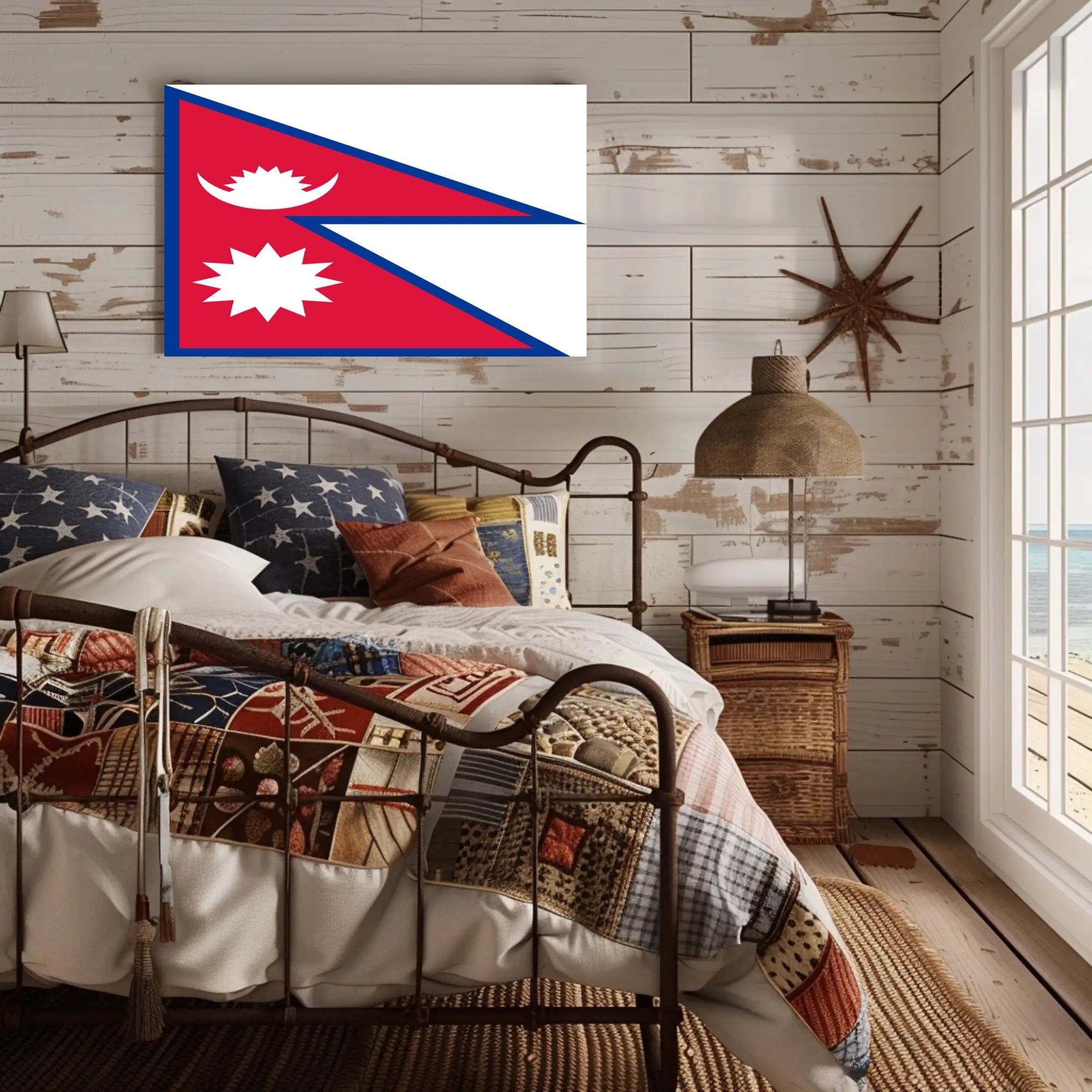 Nepalese Flag Distinctive Design Country Flag Poster PosterGoat