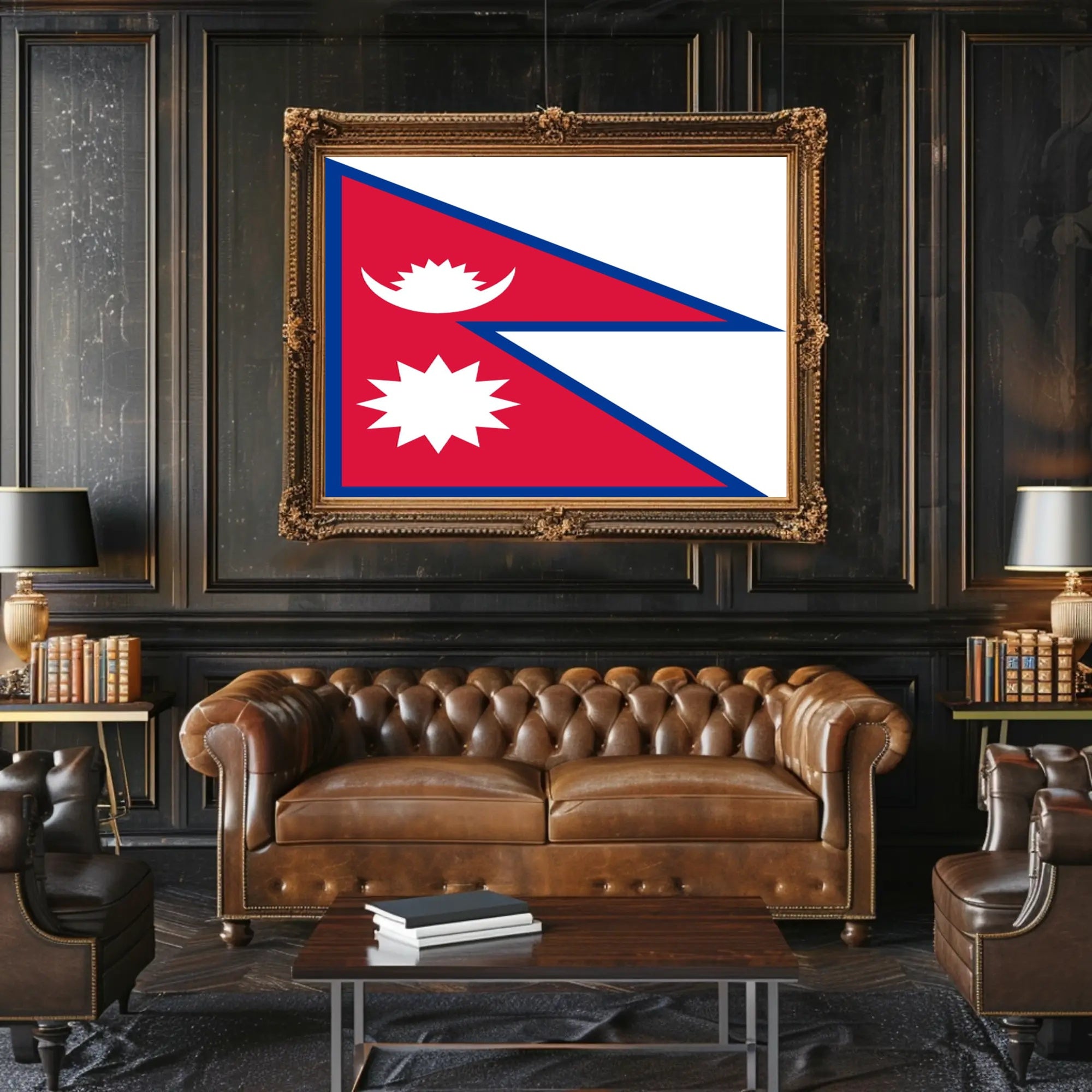 Nepalese Flag Distinctive Design Country Flag Poster PosterGoat