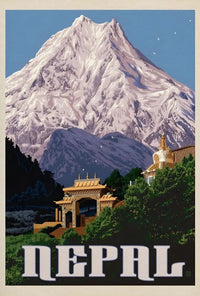 Nepalese Mountain Vintage Travel Art - Travel Poster PosterGoat