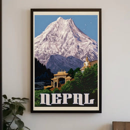 Nepalese Mountain Vintage Travel Art - Travel Poster PosterGoat