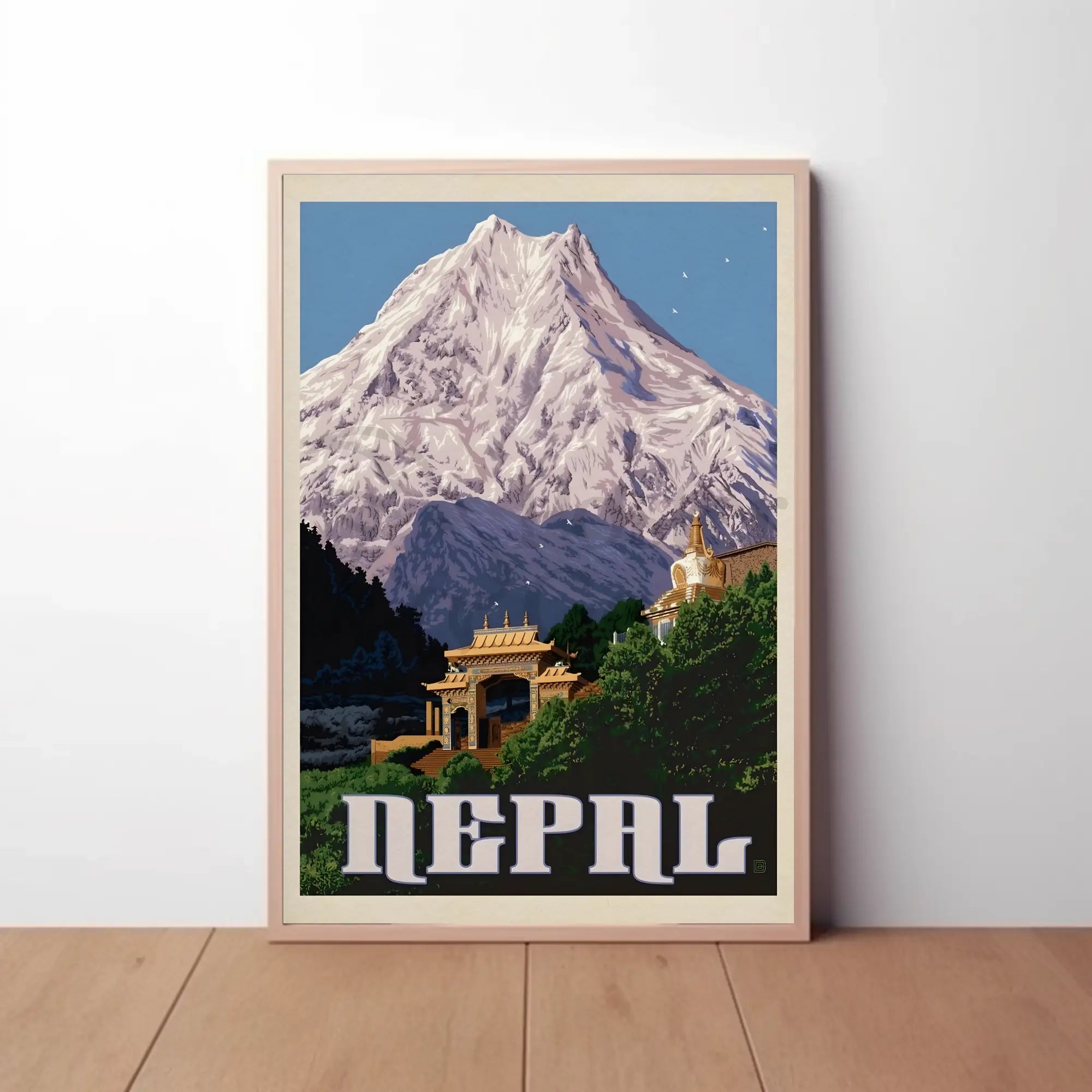 Nepalese Mountain Vintage Travel Art - Travel Poster PosterGoat