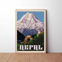 Nepalese Mountain Vintage Travel Art - Travel Poster PosterGoat