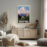 Nepalese Mountain Vintage Travel Art - Travel Poster PosterGoat